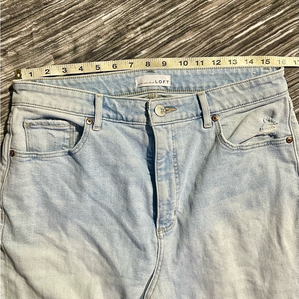Loft Destructed Light Blue Curvy high waist ankle jeans - Picture 6 of 8